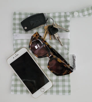 Sage Gingham Waterproof Wet Bag